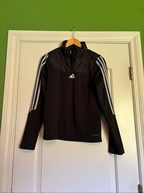adidas Black Pullover with White 3-Stripe Sleeves. Youth Large